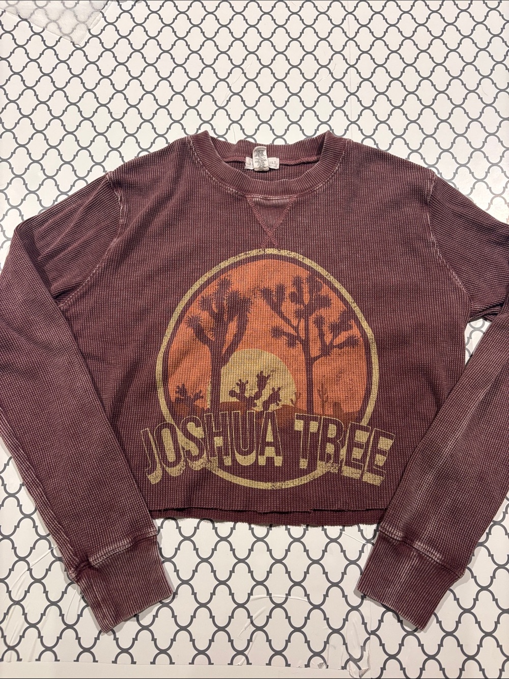 FULL TILT Mauve Waffle Crewneck Long Sleeve Shirt